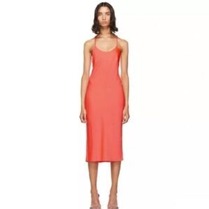 Alexander Wang.t Coral Pink Neon Midi Slip Dress Size Medium